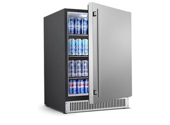 New in the box Coolski 24 Inch Outdoor Refrigerator for Patio, 180 Cans Under Counter Beverage Refrigerator Cooler with Stainless Steel Door, Built in