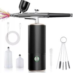 Airbrush Kit with Compressor,Cordless Air Brush Set for Painting,32 PSI,Gravity