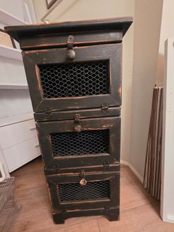 Vintage Farmhouse cabinet w chicken wire doors
