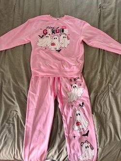 Pink Halloween Ghost Sweatsuit Set