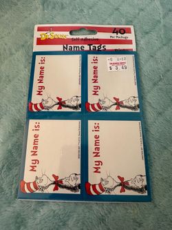 Dr Seuss Cat in Hat Name Tags 40 Pack New