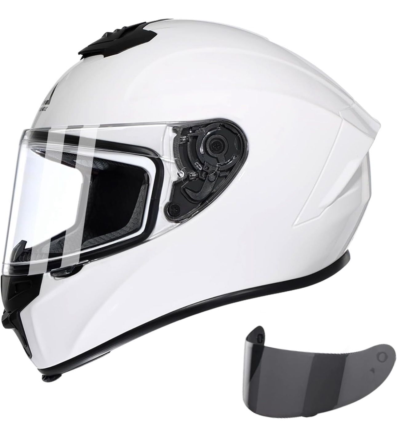 TRIANGLE Motorcycle Helmet for Adults, Full Face Motorcycle Helmet with Tinted and Clear Visor Meet Dot Approved  Brand new in box yours for $50