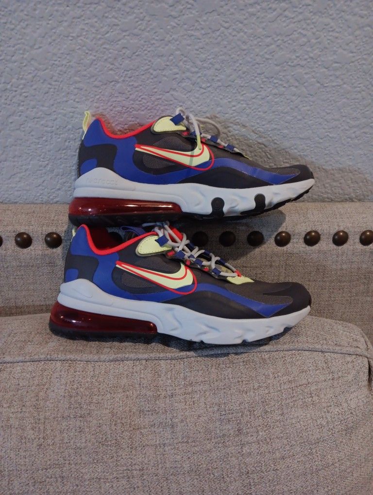 Nike Air Max 270 React (GS) Youth's Size 6.5Y Running Shoes Thunder Gray Volt