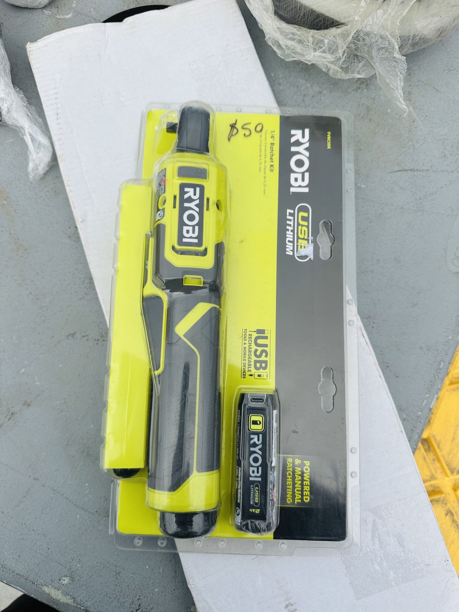 RYOBI USB Lithium 1/4 in. Ratchet Kit with 2.0 Ah Battery and USB Charging Cable