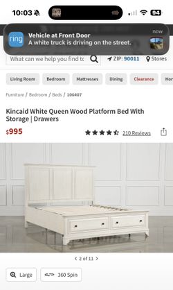 Living Spaces Kincaid queen size Bed frame And Night Stand