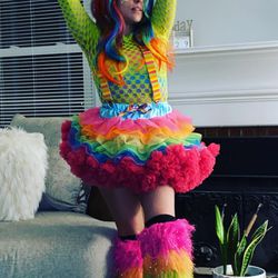 Small woman’s sexy Complete Rainbow Bright Halloween Costume