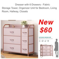 New in box Fabric Dresser with 6 Drawers Fabric Storage Tower Organizer Closets for Bedroom $60 cash only