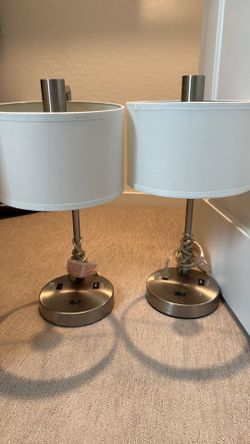 Pair of Brushed Nickel Table Lamps