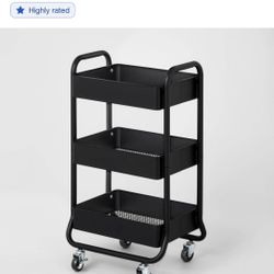 Black Rolling Metal Utility Cart
