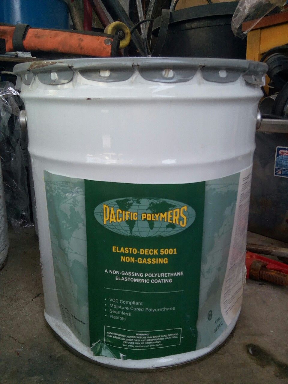 Pacific Polymers Elasto-Deck 5001 non-gassing Deck Coating, Roof repair etc.