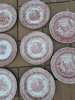 Spode Archive Collection Victorian Series Red Pink Dinner Plates