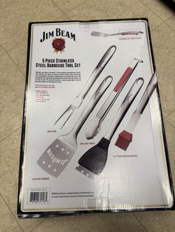 New Jim Beam 5 Piece Stainless Grill Set