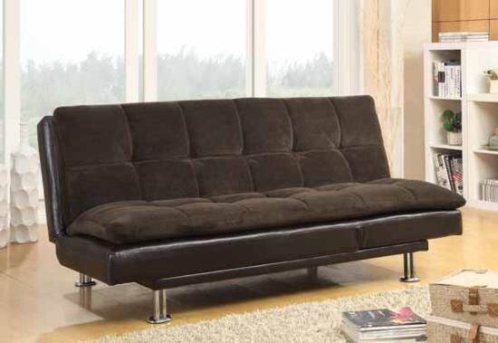 brown Suede or microfiber Futon Sofa cama klick Klack