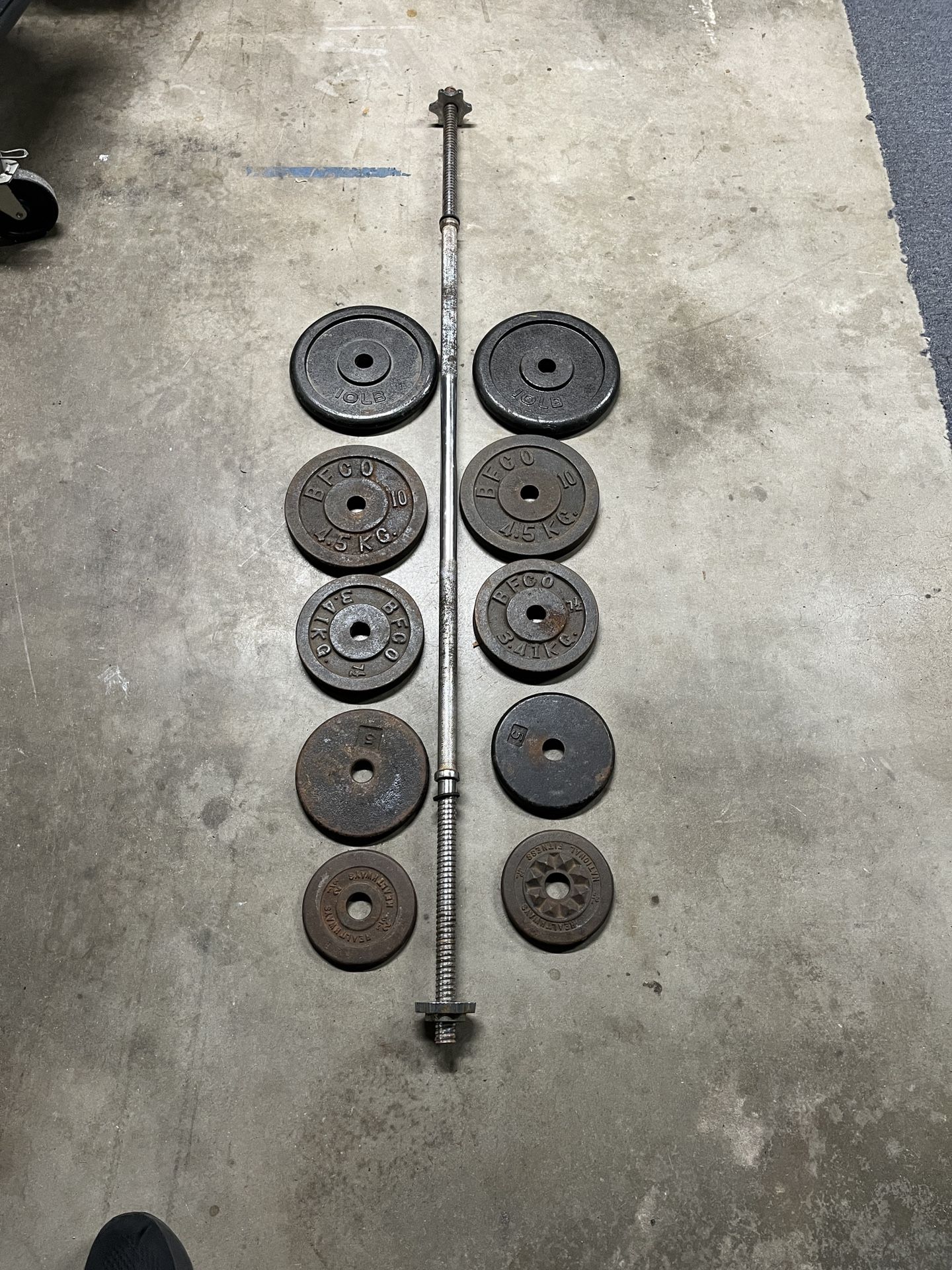 Standard weight set and barbell