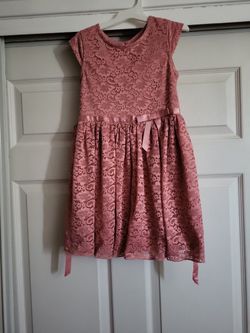 Girls Pink Dress With Back Button 