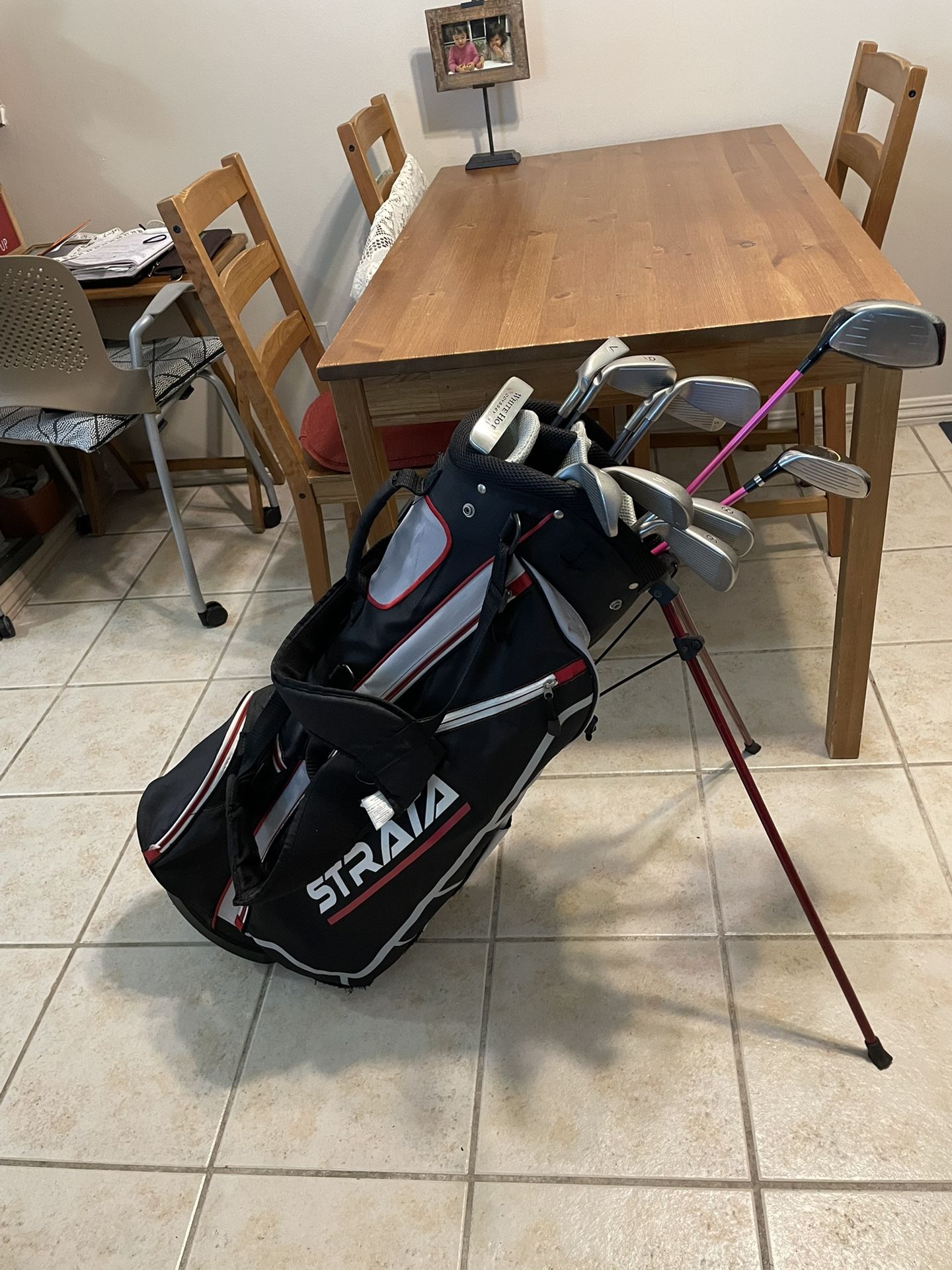 PING G2 PINK DOT WOMEN’S GOLF SET+DRIVER/WOOD/ODYSSEY PUTTER/STRATA STAND GOLF BAG