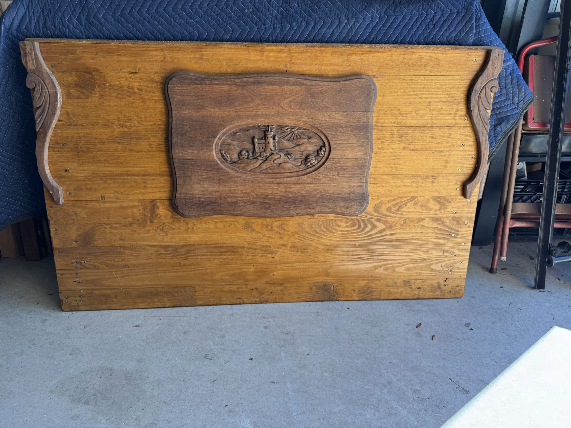 Vintage 57” X 35” Maple Wood Hand Carved Wall Art/Bar Front