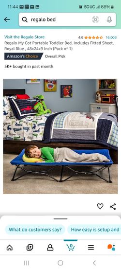 Regalo My Cot Portable Toddler Bed, Includes Fitted Sheet

