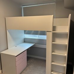 IKEA Lofted Bed With Desk