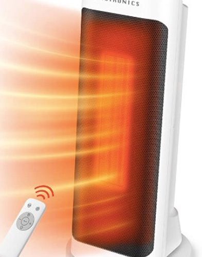 Taotronics Space 1500W Electric small portable patio heater with remote control, 65° oscillation, ECO mode, tip switch and LED display for overheat pr