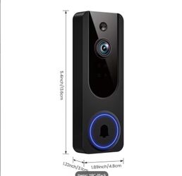 Wireless Video Doorbell, 2.4GHz WiFi Wireless Connection, 1665P Color Night Vision, USB Charging 5200mAh Battery, 166° Wide-angle Lens Wireless Camera
