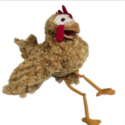 Folkmanis Folktails Brown Chicken Two-Handed Hand Puppet Plush Rooster Hen Farm