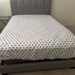Beautiful Queen Size Gray Bed Frame And Mattress Included Mattress Is Gel Foam Material Lightly Use Excellent Condition