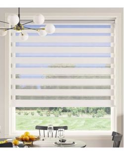NEW Zebra Blinds for Windows with Aluminitm Valance, Free Stop Cordless Roller Window Shades