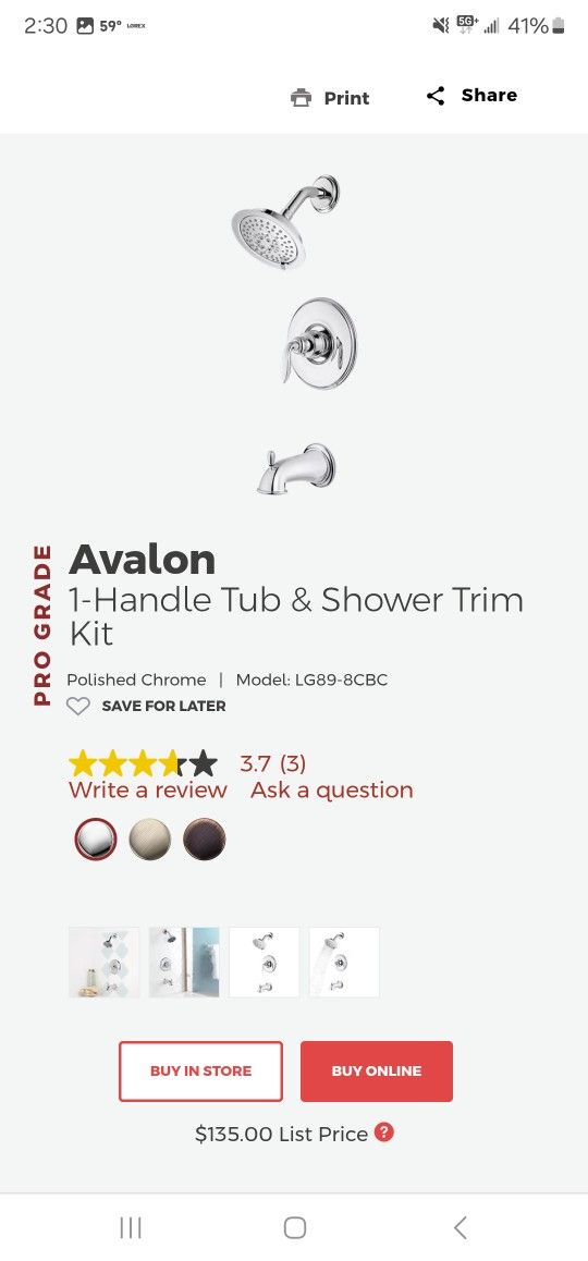 Pfister Shower Trim With Tub Spout