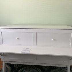 White Wooded Queen Size Murphy Bed