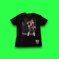 LA Lakers Magic Johnson Mitchell & Ness hardwood classics career stats t-shirt 