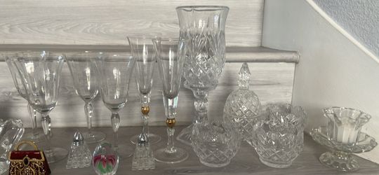 Mixed Crystal and Glass Glassware Collection