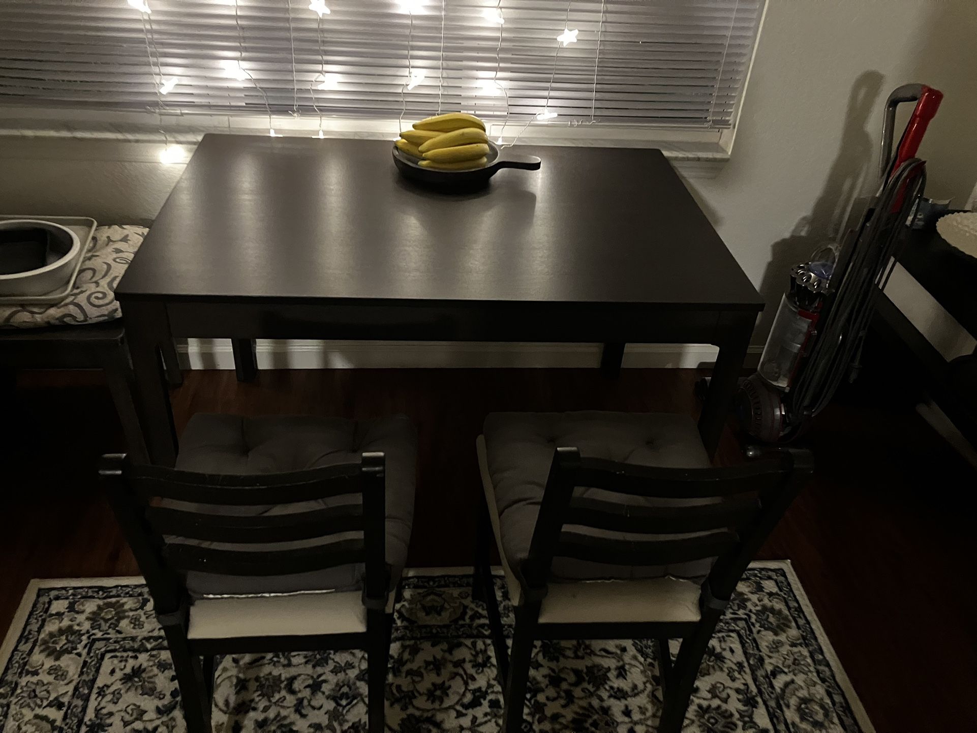 Wooden Table W Extension And Two Chairs Ikea