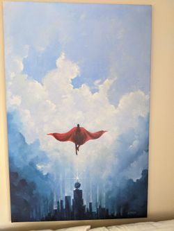 Superman Painting Wrapped Canvas By Vincent Carroza New In Box Large