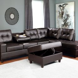 Brand New Sectional In Brown Color With The Ottoman Is Included 