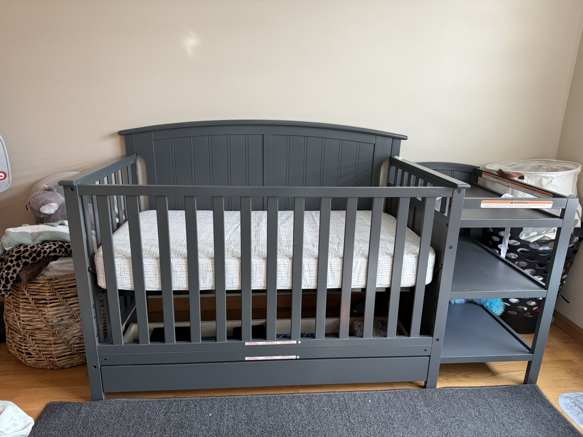 Large Crib Connected Changing table