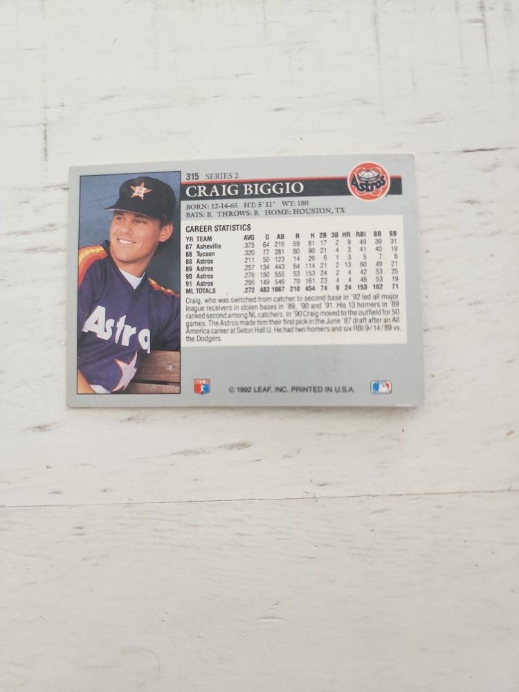 Craig BIGGIO ASTROS BASEBALL CARD for Sale in Mount Oliver