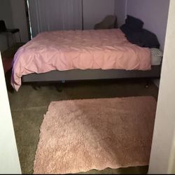 Box Spring And Mattress And Metal Frame 