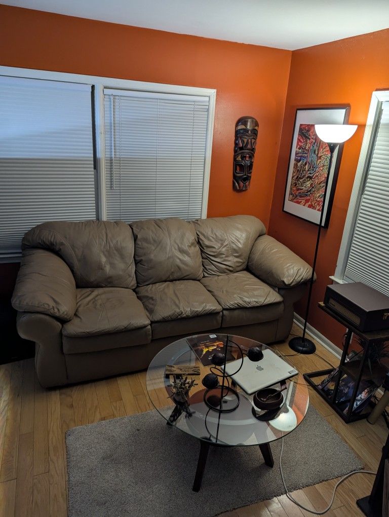 Creme Leather Sofas