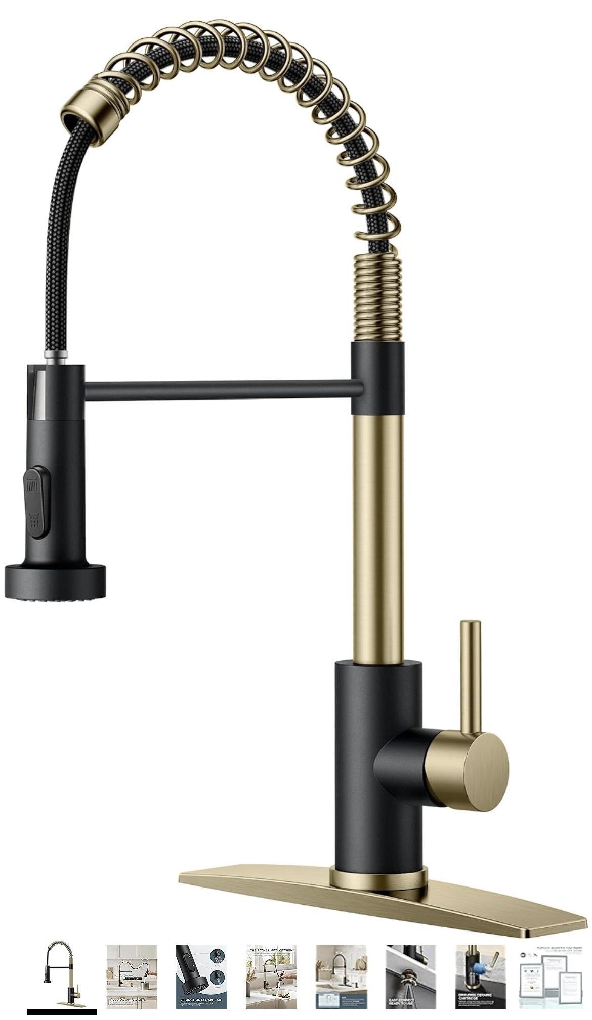 Kitchen Faucet with Pull Down Sprayer, Stainless Steel Commercial Single Handle Classic Spring Pull Out Sink Faucet for Pot Filler