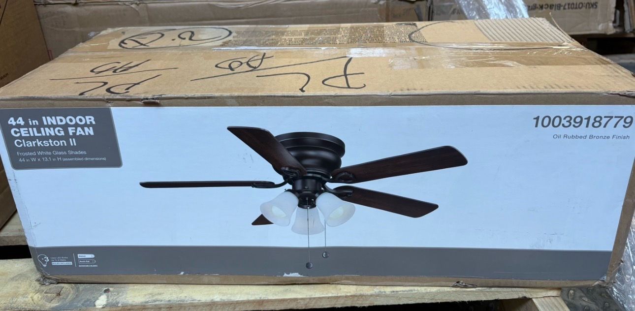 Hampton Bay Clarkston II 44 in. LED Indoor Oil Rubbed Bronze Ceiling Fan