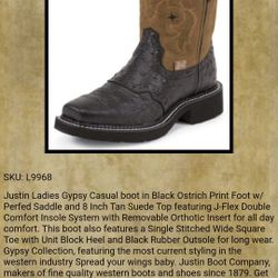 Justin Black Ostrich Boots 