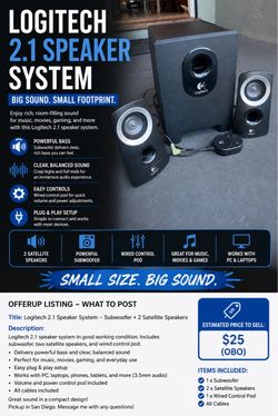 Logitech 2.1 Speaker System – Subwoofer + 2 Satellite Speakers