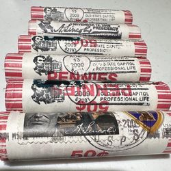 2009 penny Roll w/ postal stamped and cancelled stamp