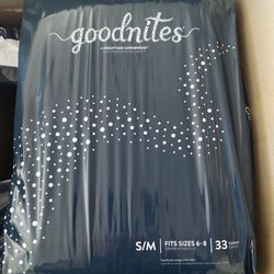 3 Packs Of Goodnights  S/M Diapers 33 Count