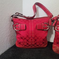 Coach Vintage Red Signature C Soho Shoulder/Crossbody + Keychain