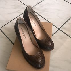 Kelsi Dagger Chunky Heel In Brown Leather
