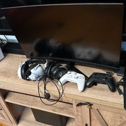 1Ms 1080p Monitor , 2 Great Value Headsets And 2 Brand New Controllers 