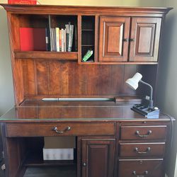 Wooden Desk With Hutch Includes Glass Top