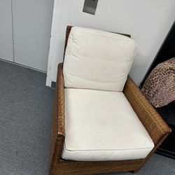 Ratan Chair With White cushions 